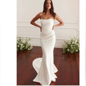 Strapless Satin White Dress